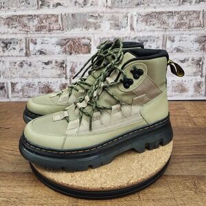 Doc Martens Boury Combat Military Boots Green Nylon & Leather Size M/8 L/9